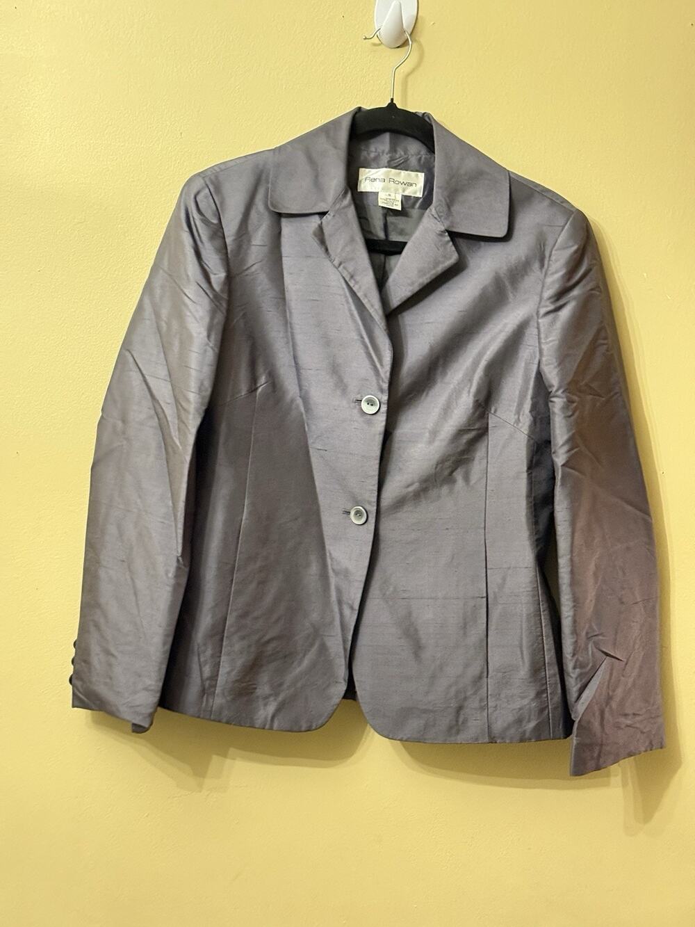 Rena Rowan Blazer Womens 8 Grey 100 Silk Dupioni 90s Corporate Core Minimalist